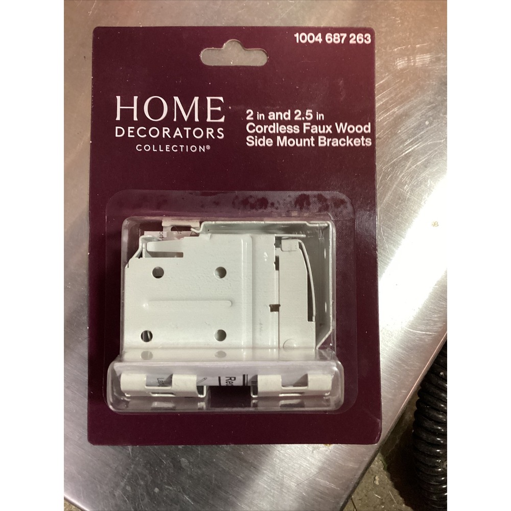 Home Decorators Cordless Faux Wood Side Mount Brackets 2" and 2.5" Set in White